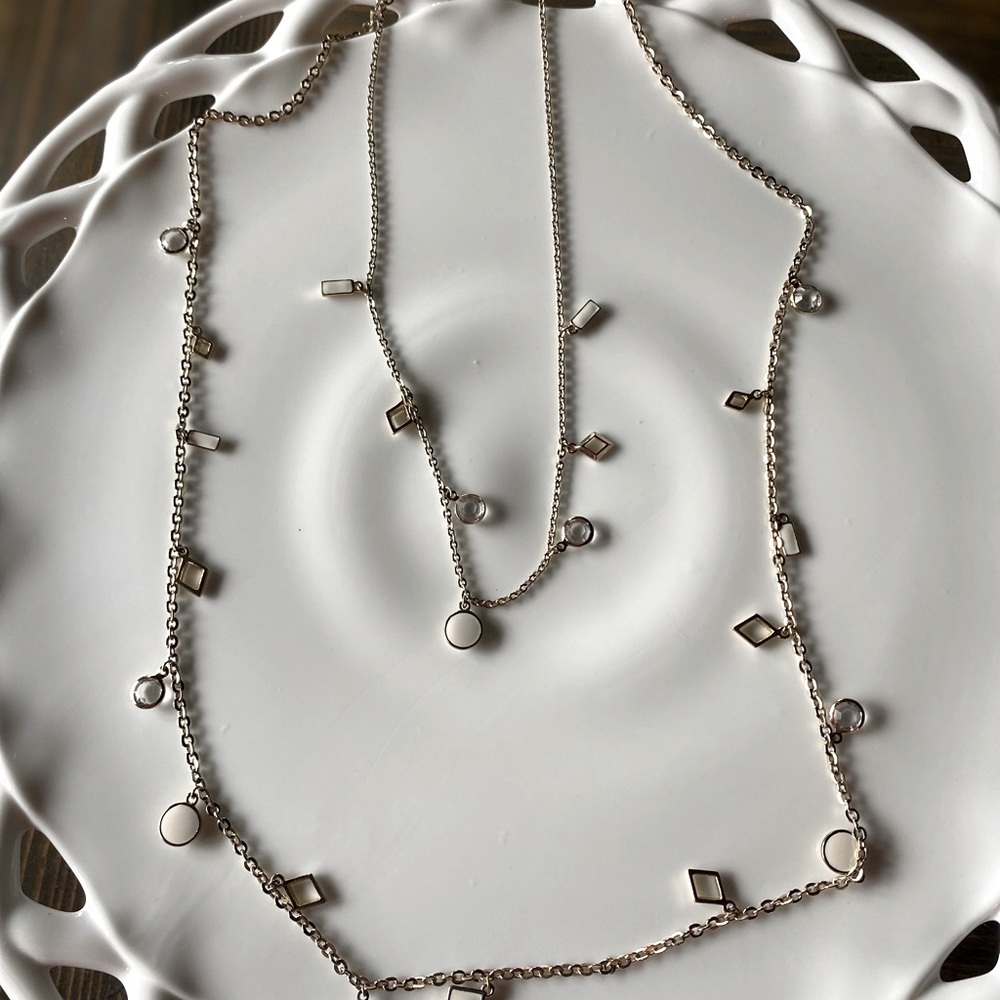 Express 26 inch Gold double gemstone necklace